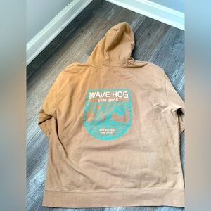Wave Hog Surf Shop NJ Beach Sweatshirt Hoodie Brown Blue Size Size L XL